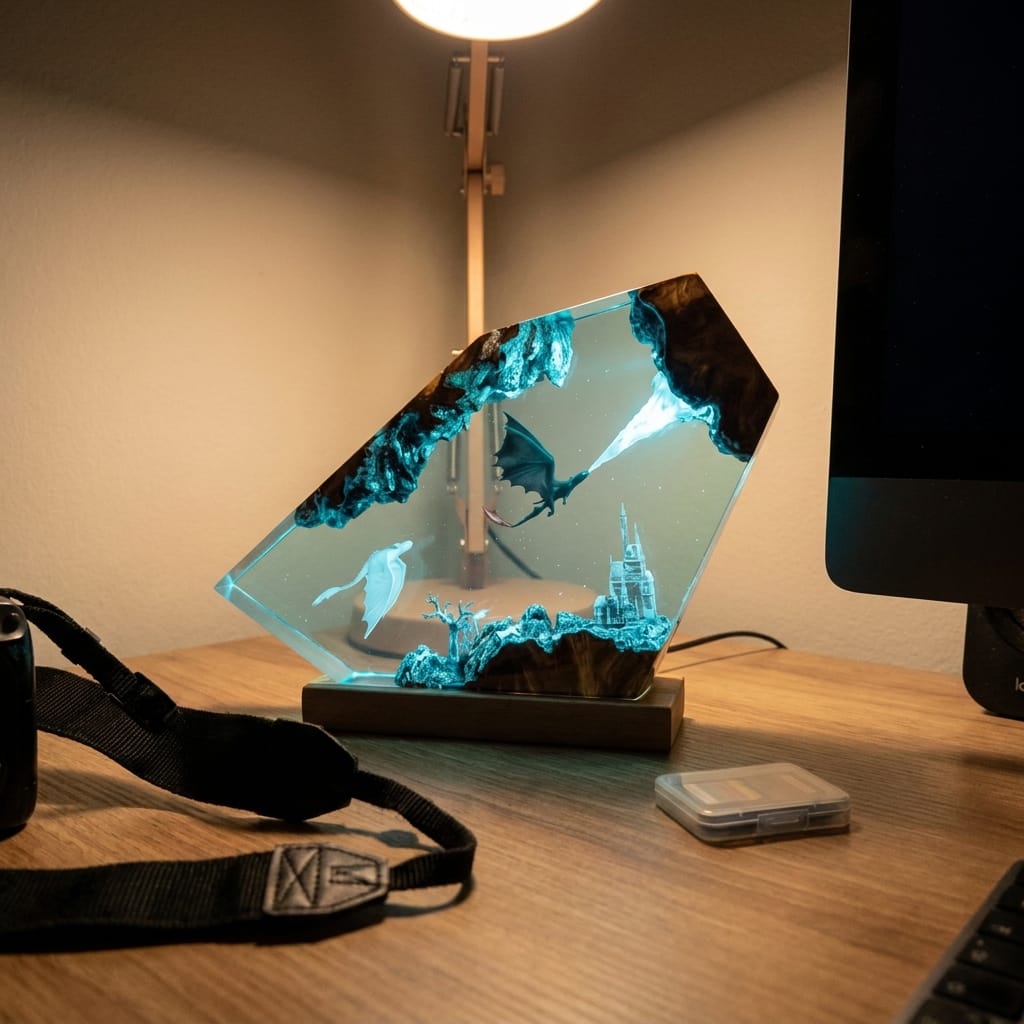 Customer photo review of Dragon Glow - El Yapımı LED Reçine Gece Lambası
