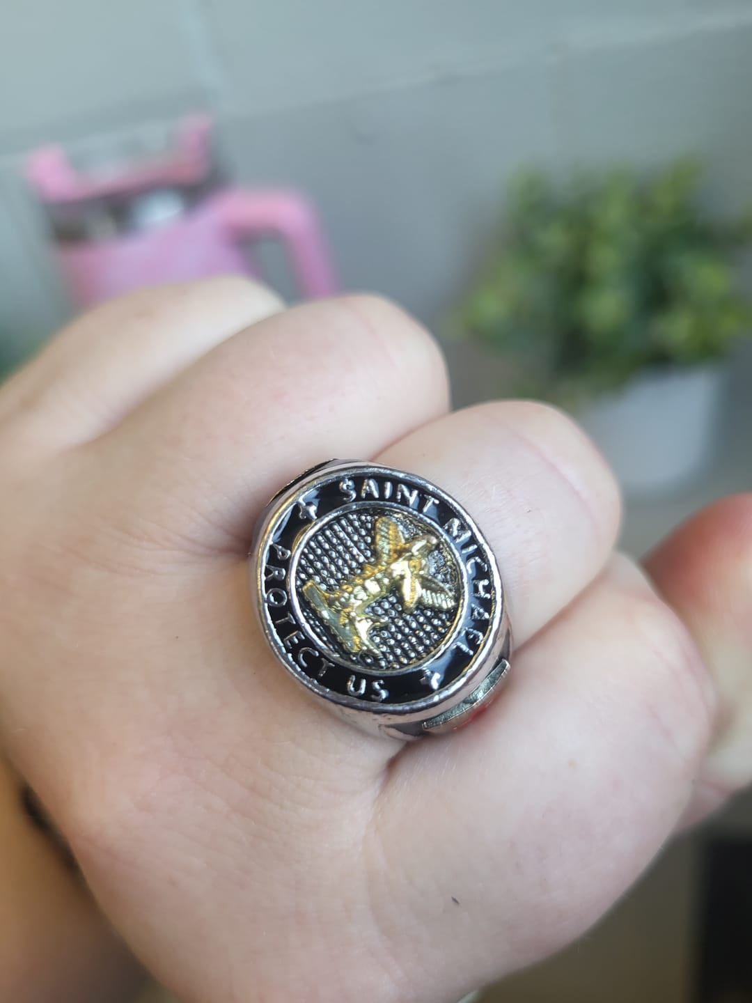 Customer photo review of Christianartworkshop Saint Michael the Archangel Protection Ring