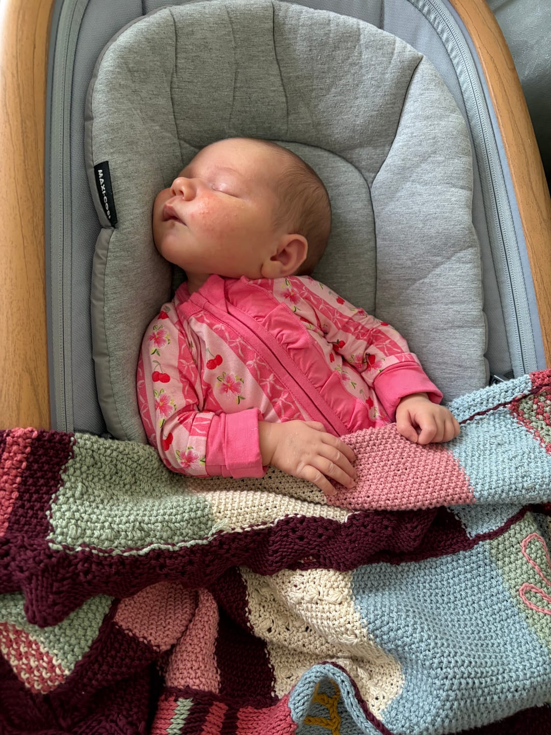Customer photo review of Convertible Footed One Piece - Pink Strawberry & Cherry Bows