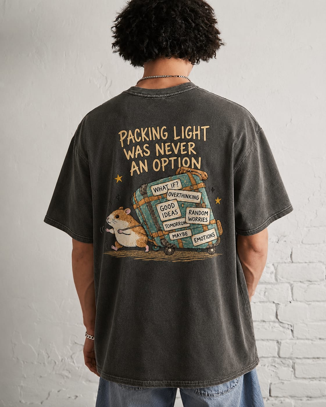 Customer photo review of The Suitcase We All Carry Washed Graphic Tee