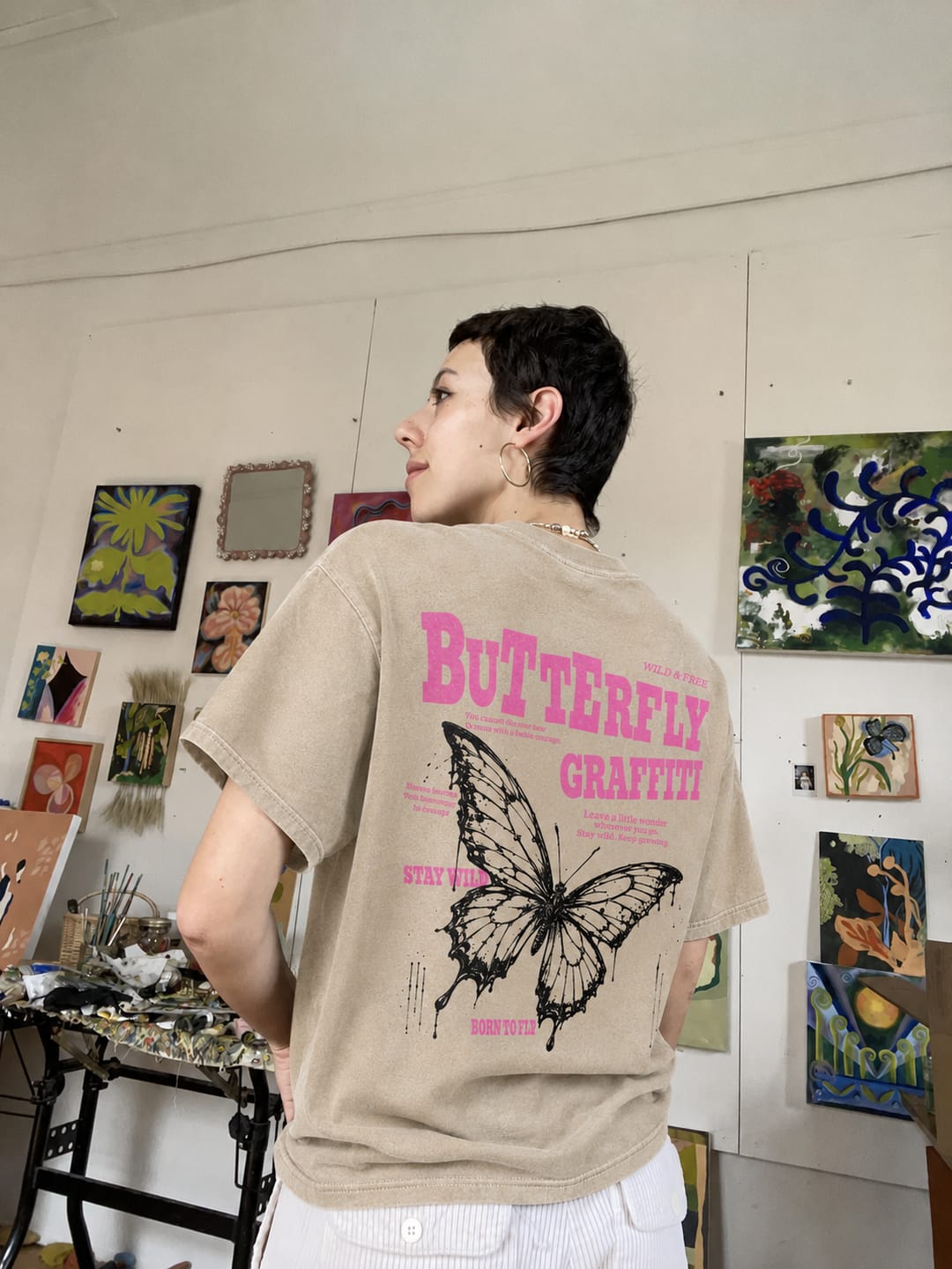 Customer photo review of Butterfly Street Art Graphic Tee