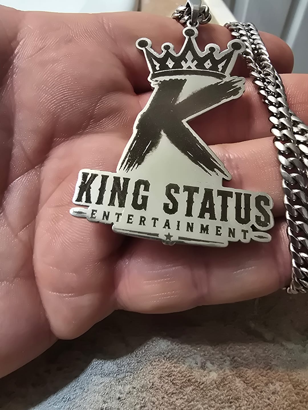 Customer photo review of Custom Logo Engraved Photo Pendant Necklace