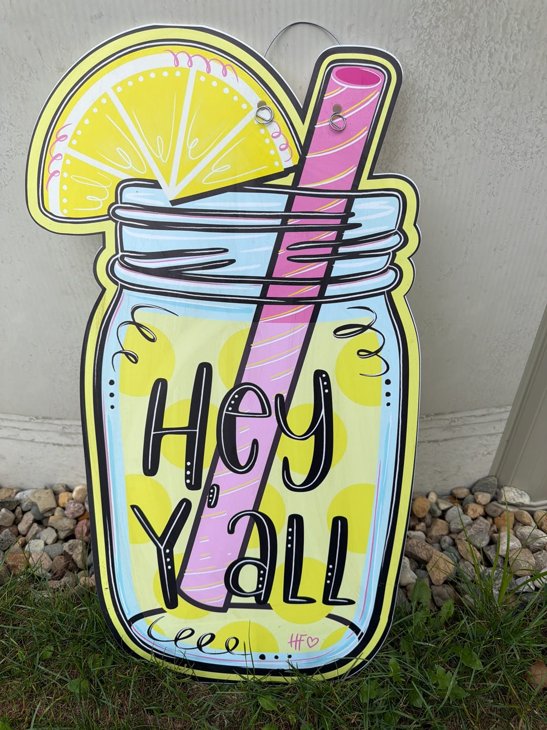 Customer photo review of Hey Y'all Mason Jar Lemonade Door Hanger