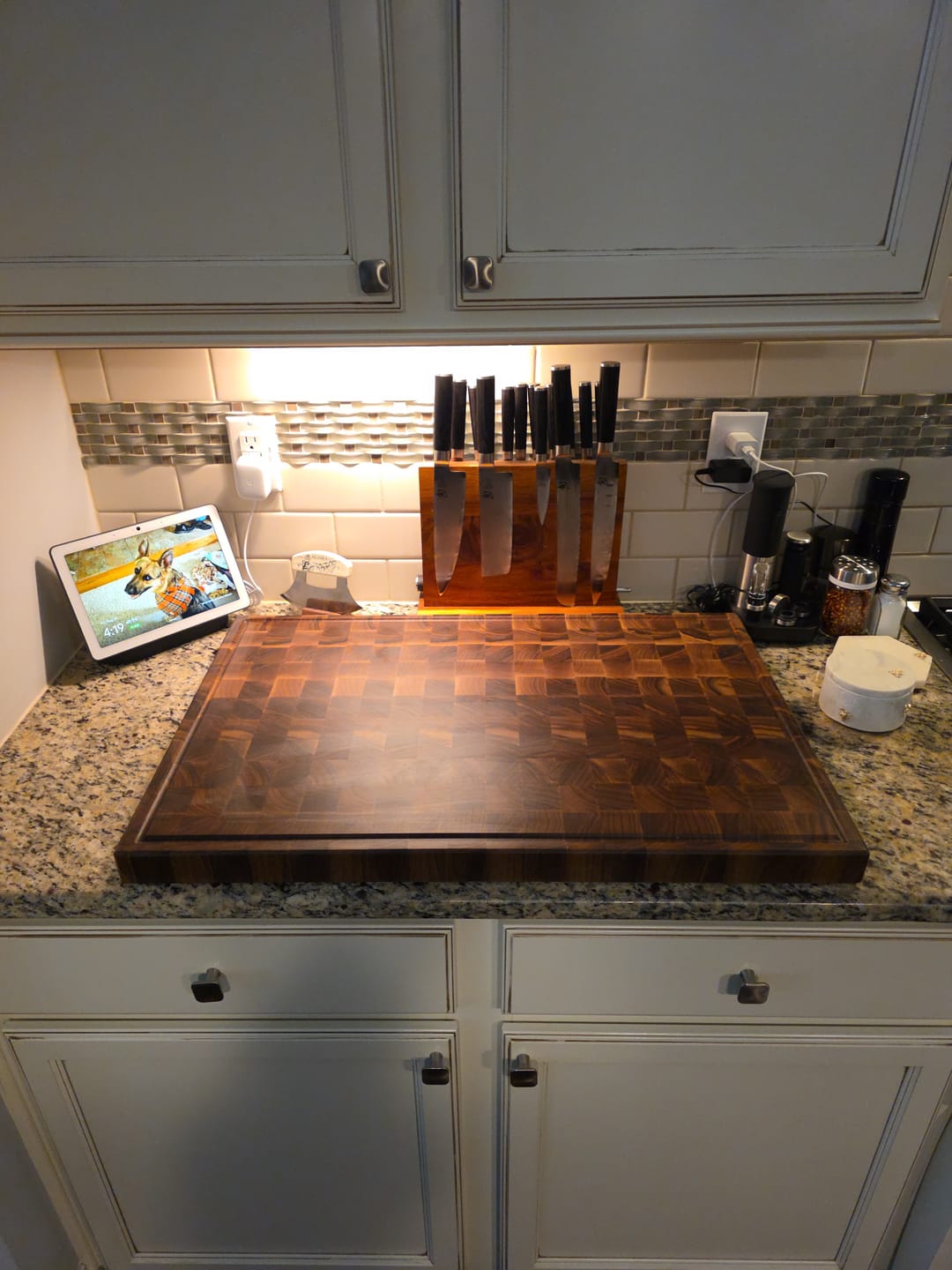 Customer photo review of Personalized Double-sided Walnut  End Grain Cutting Board