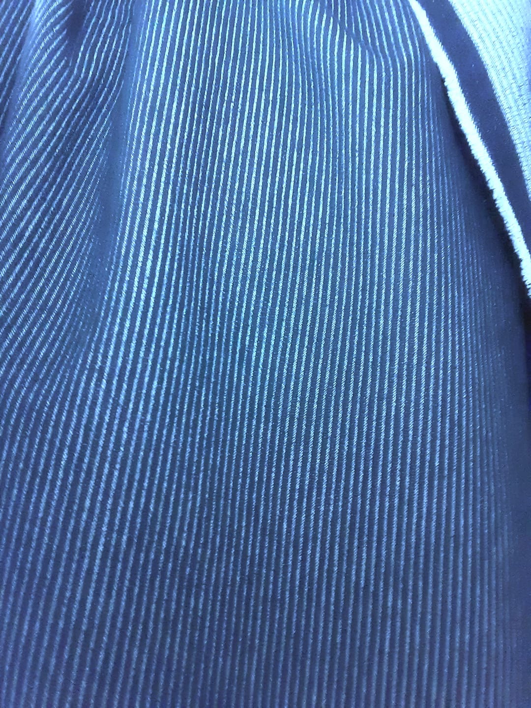 Customer photo review of Navy Striped Stretch Denim Fabric