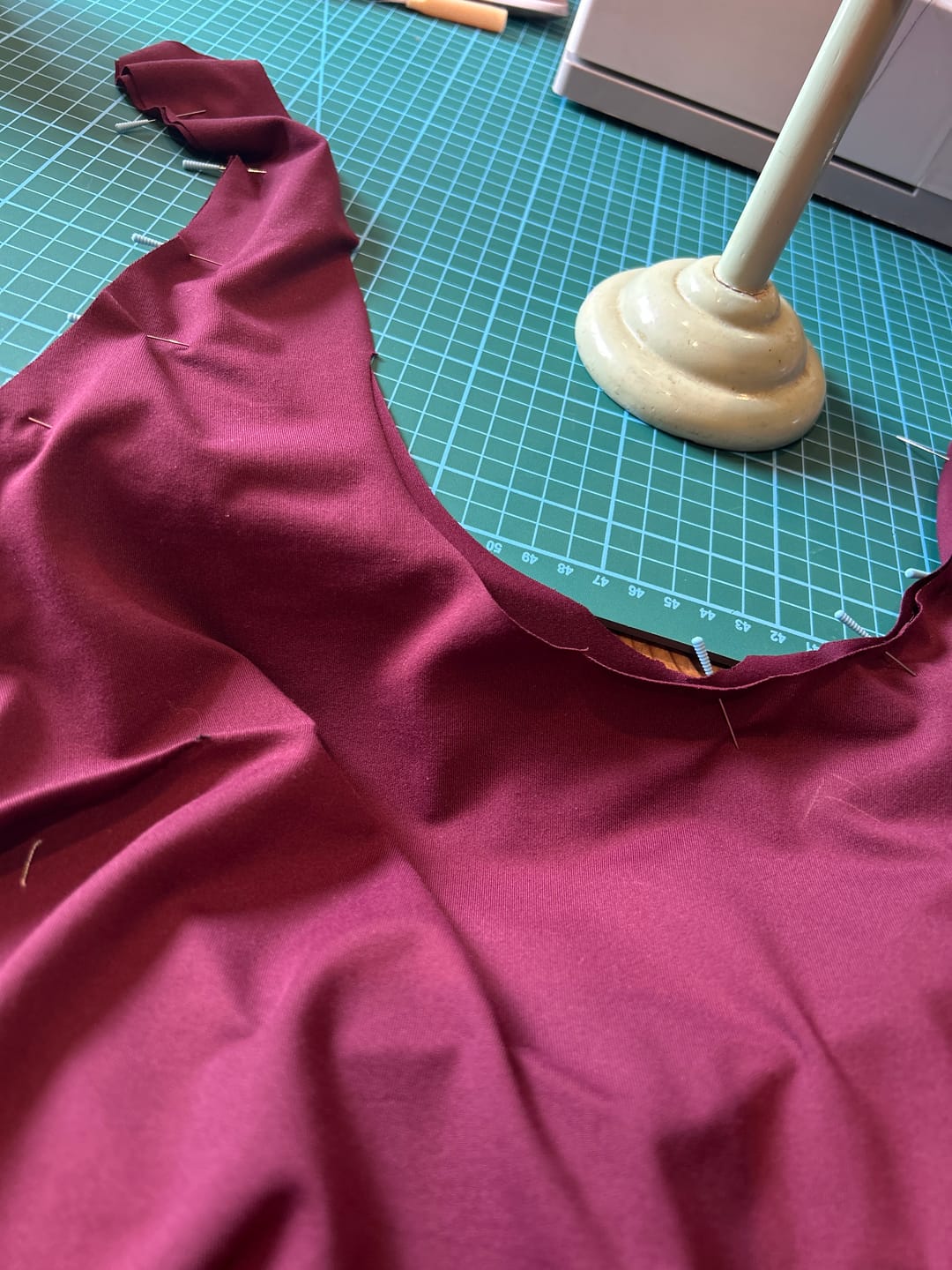 Customer photo review of Burgundy Stretch Jersey 220GSM 4 Way Stretch Fabric