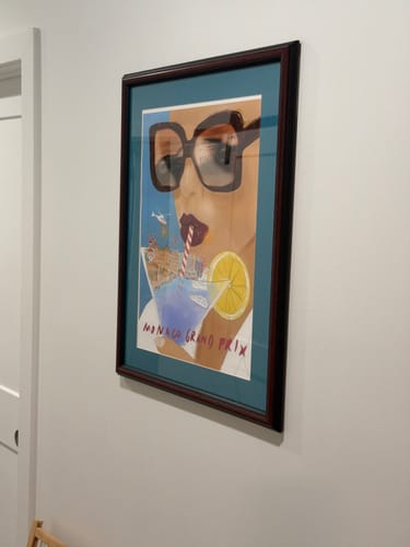 Customer's White Gallery Mat Board framing an artistic Monaco Grand Prix print on a white wall.