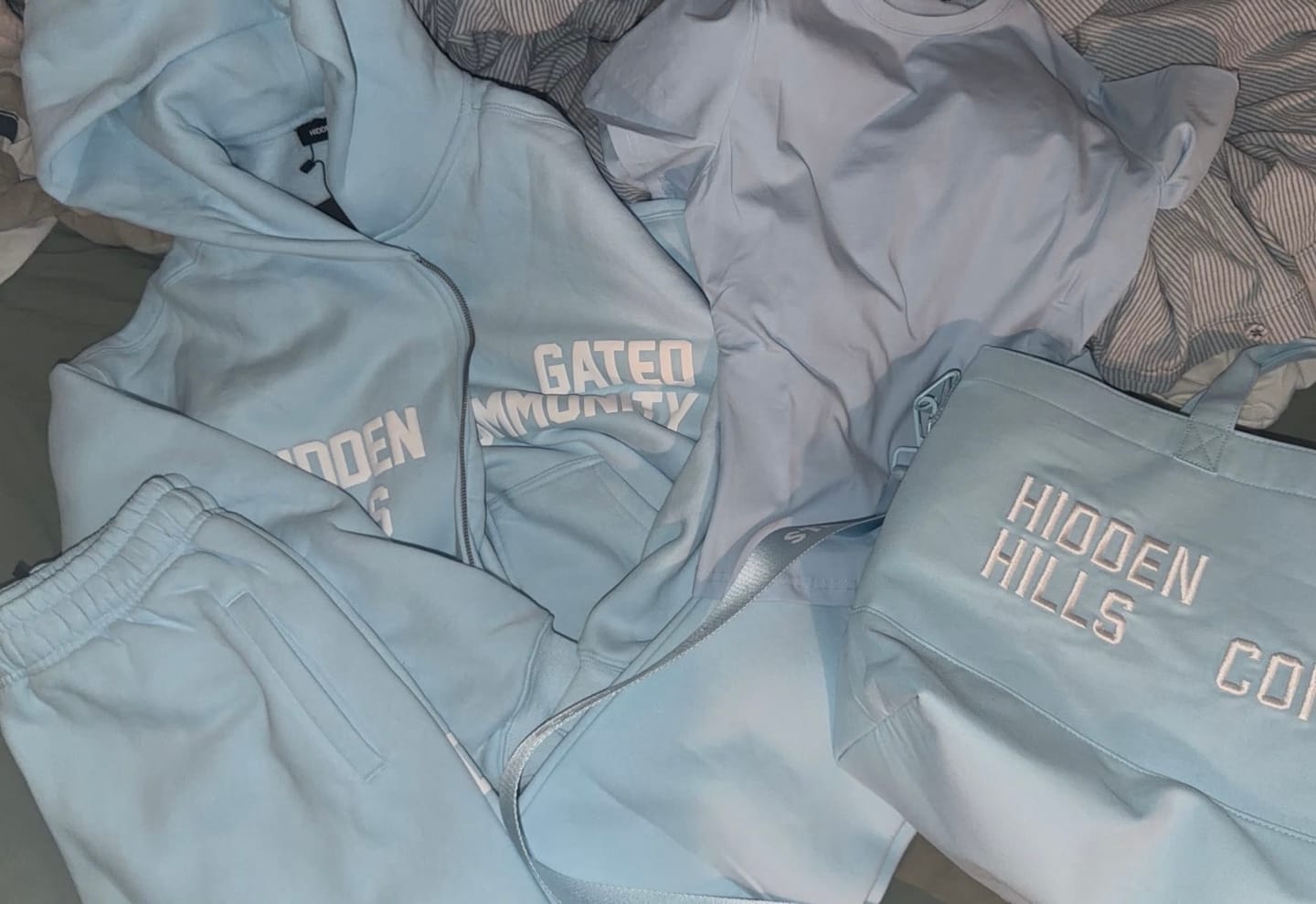 Customer photo review of GATED COMMUNITY ZIP HOODIE LIGHT BLUE