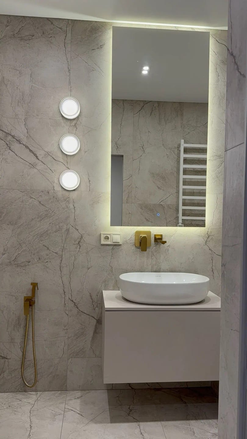 Customer photo review of Round Glass Wall Sconce – Modern Ambient Bedroom & Hallway Light