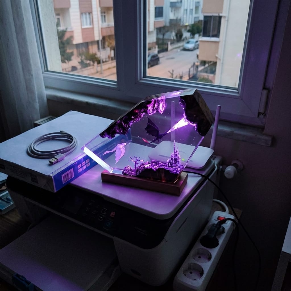 Customer photo review of Dragon Glow - El Yapımı LED Reçine Gece Lambası
