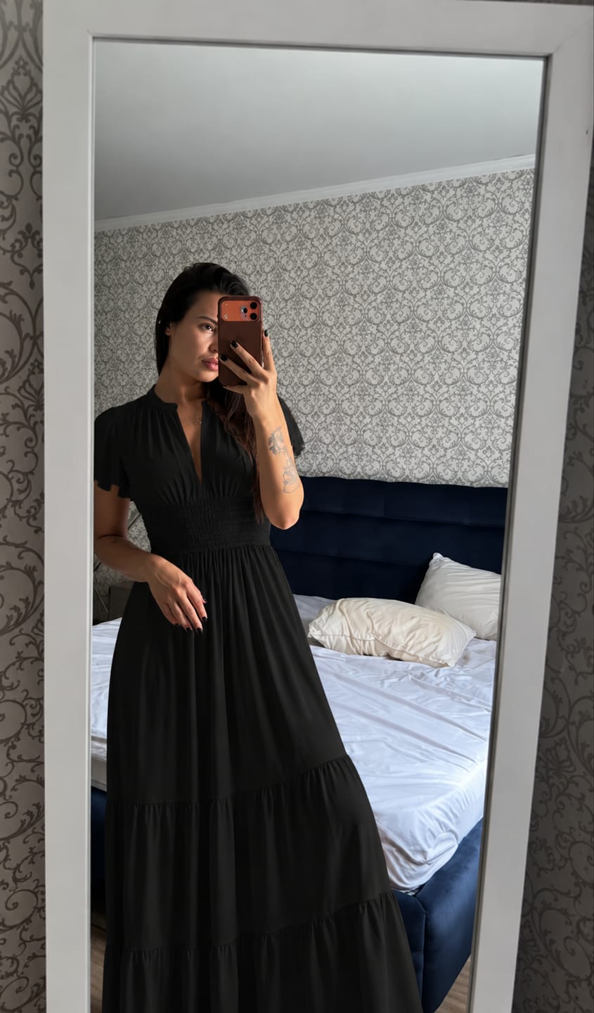 Customer photo review of Vestido Tubo Plisado Fruncido sin Tirantes