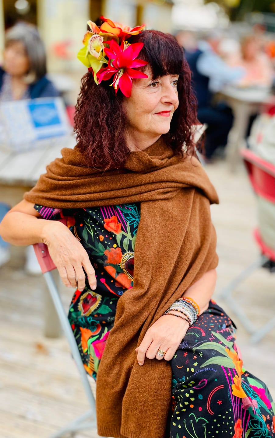 Customer photo review of Brand New Chestnut Brown Recycled Cashmere Wrap
