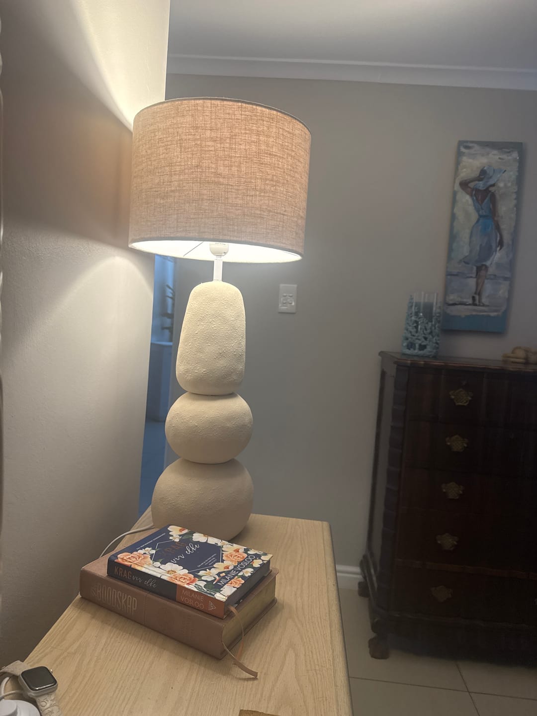 Customer photo review of Hobie Ceramic Table Lamp with Textured Linen Shade