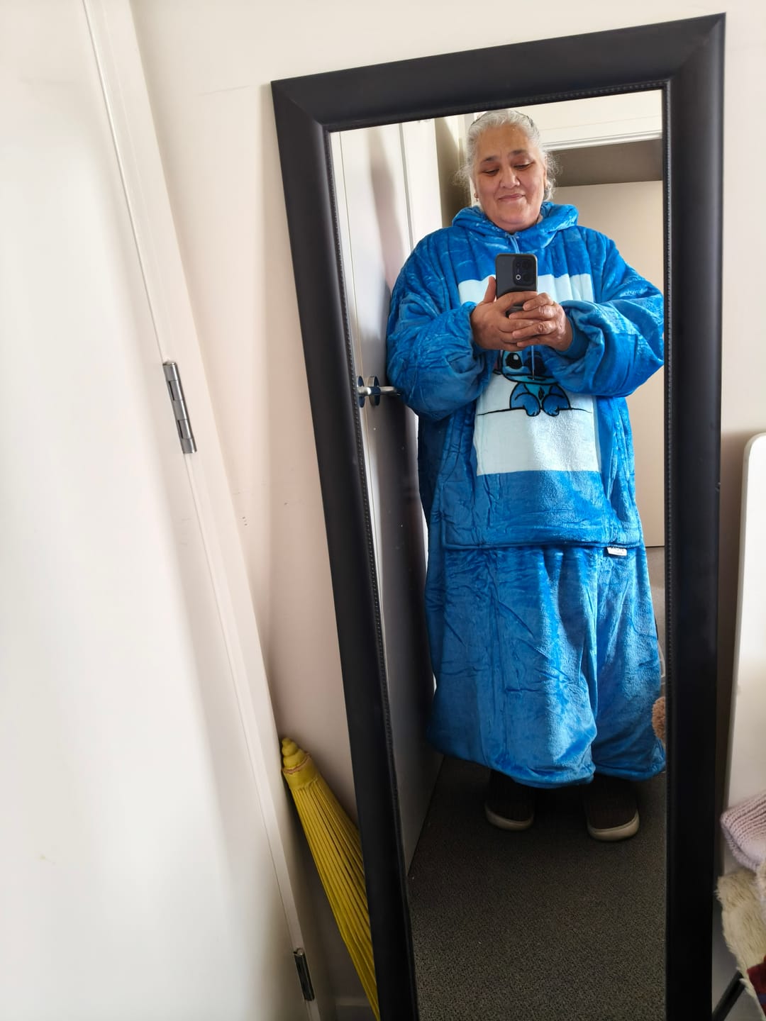 Customer photo review of EXTRA LONG ADULTS BLANKET HOODIE - BLUE STITCH LOVE