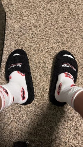 Customer photo review of Balenciaga black furry slides