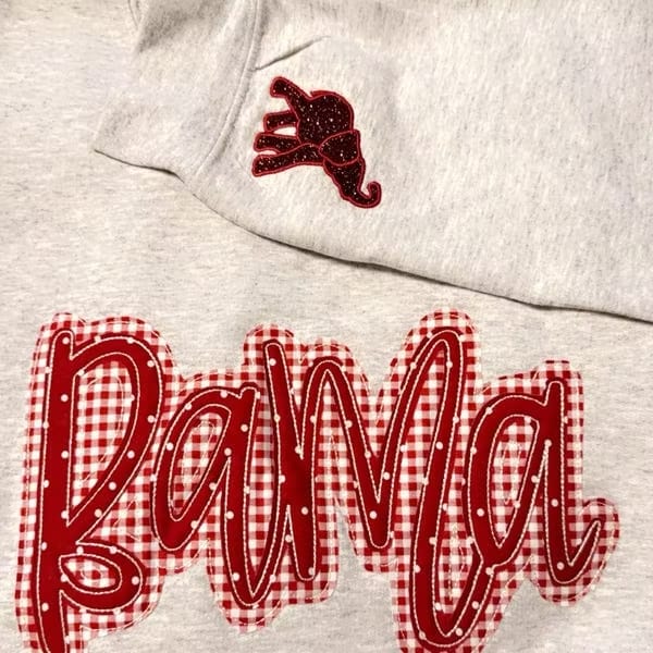 Customer photo review of Custom Embroidered Sweatshirt, Applique Sweatshirt, Gameday Sweatshirt, Sports Apparel, Spirit Wear | Game Day Wear
