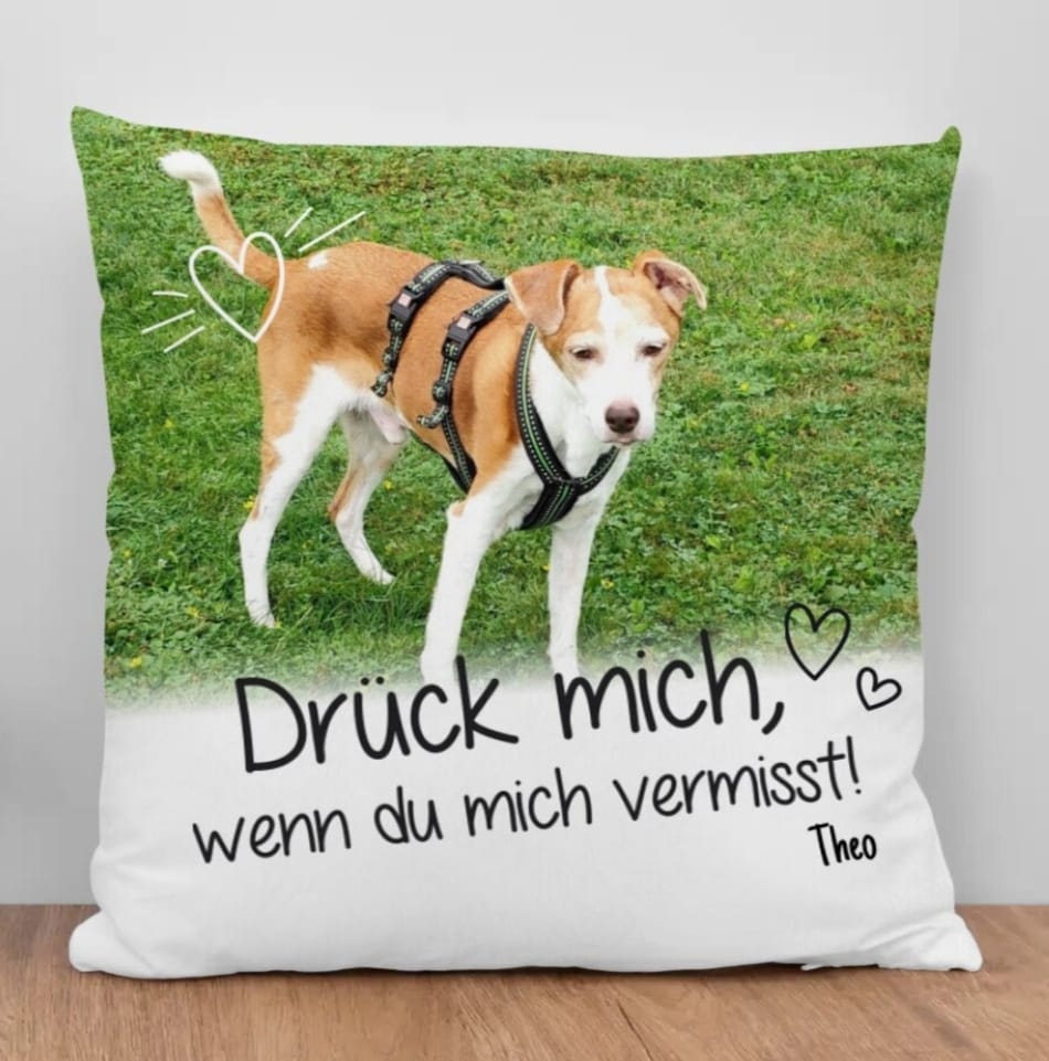 Customer photo review of Personalisiertes Kissen - Drück mich, wenn du mich vermisst