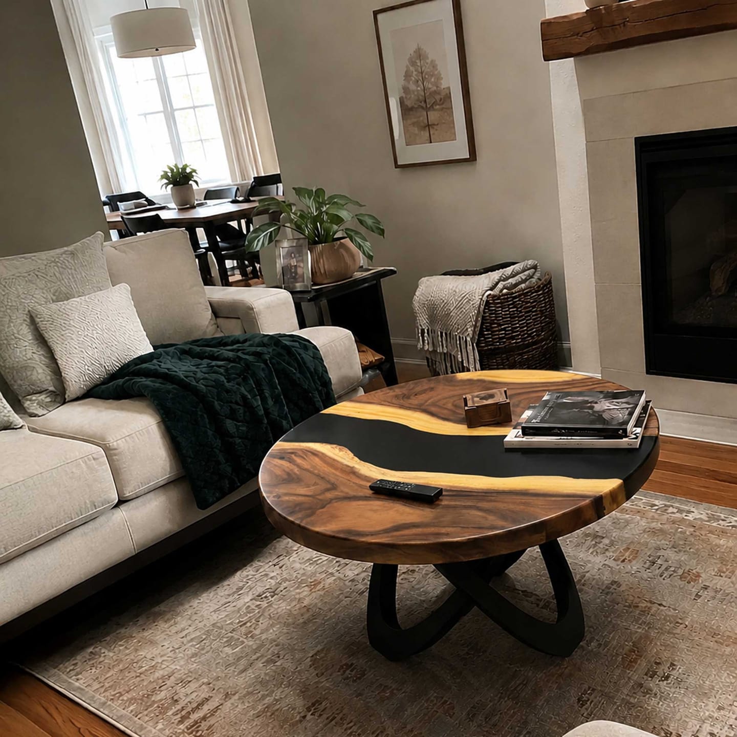 Customer photo review of Coffee Table 41" Round Farmhouse Style for Modern Living Rooms - 103 Looper