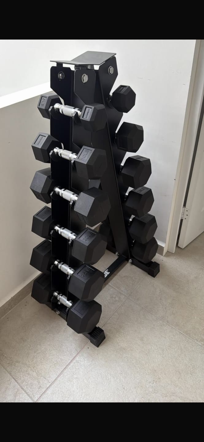 Customer photo review of IRONSIDE 210 lb Hex Dumbbell Set with Storage Rack