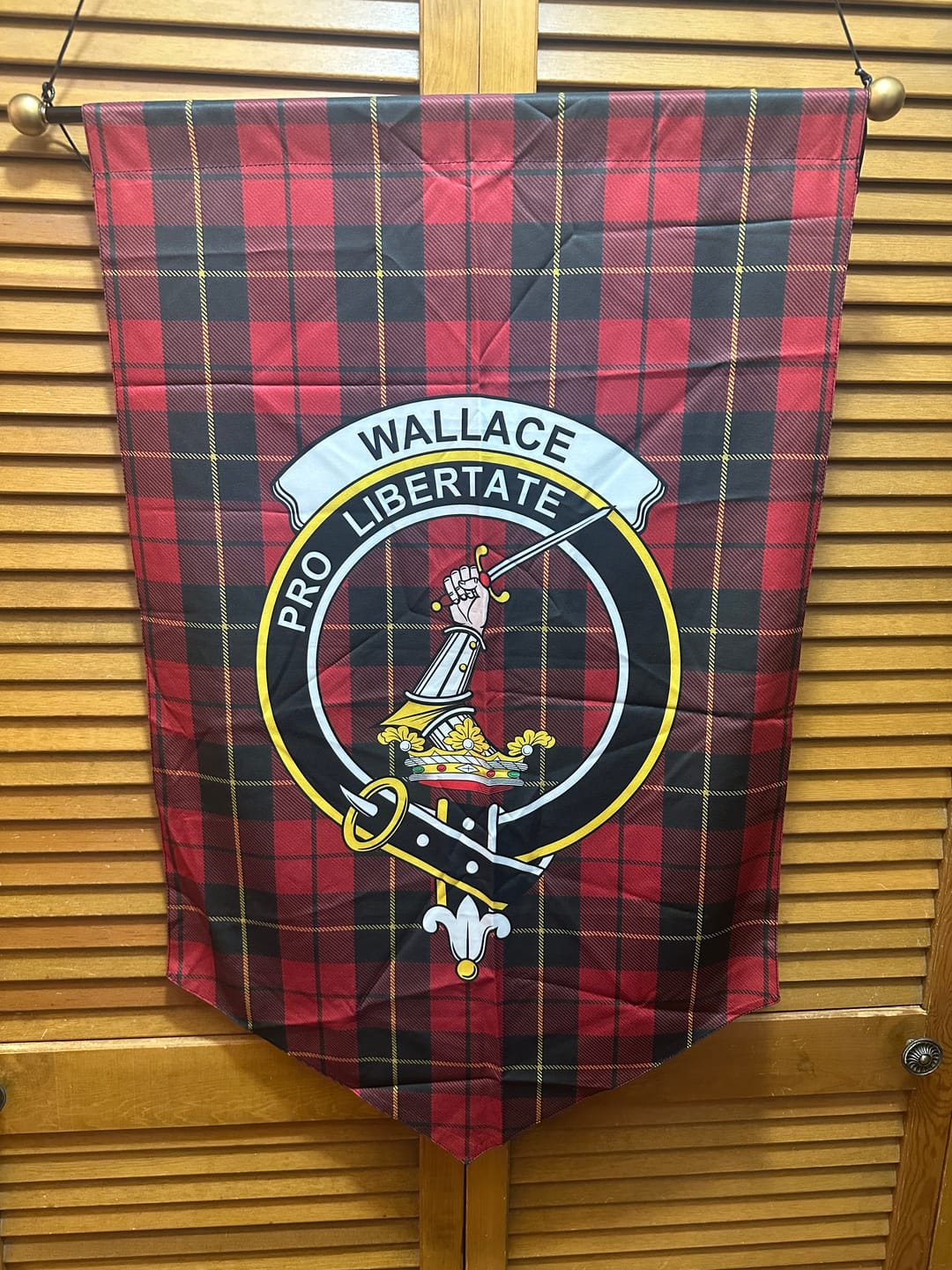 Customer photo review of Wallace Tartan Gonfalon, Tartan Banner with Family Crest
