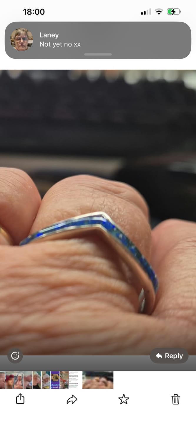 Customer photo review of Keepsake V-Shaped Wishbone Memorial Ring