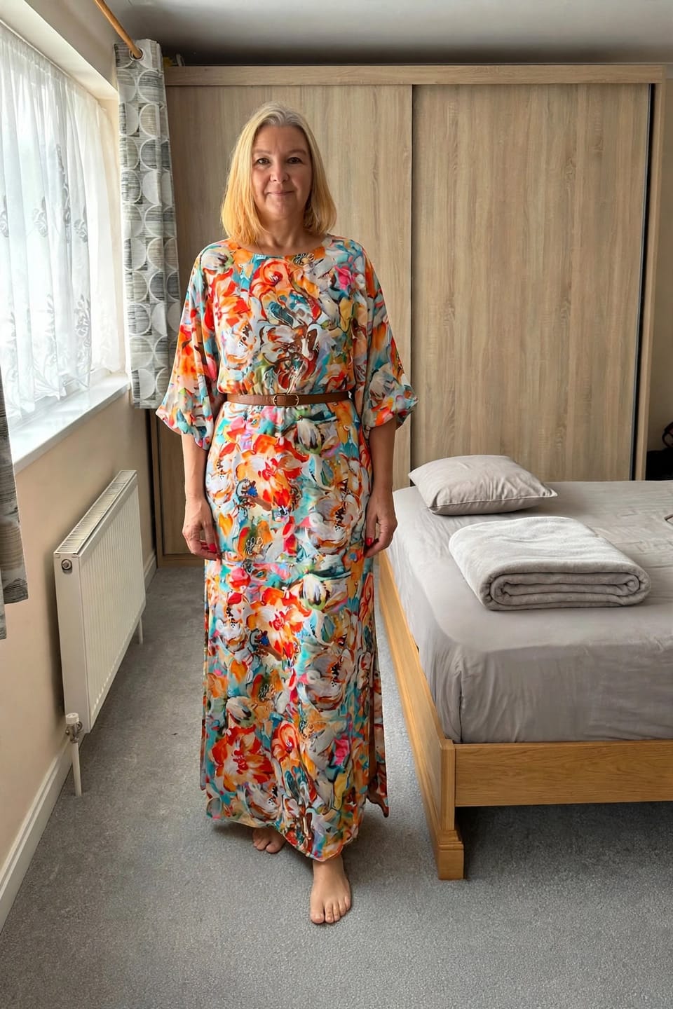 Customer photo review of Brushstroke Blossoms Viscose Satin Fabric