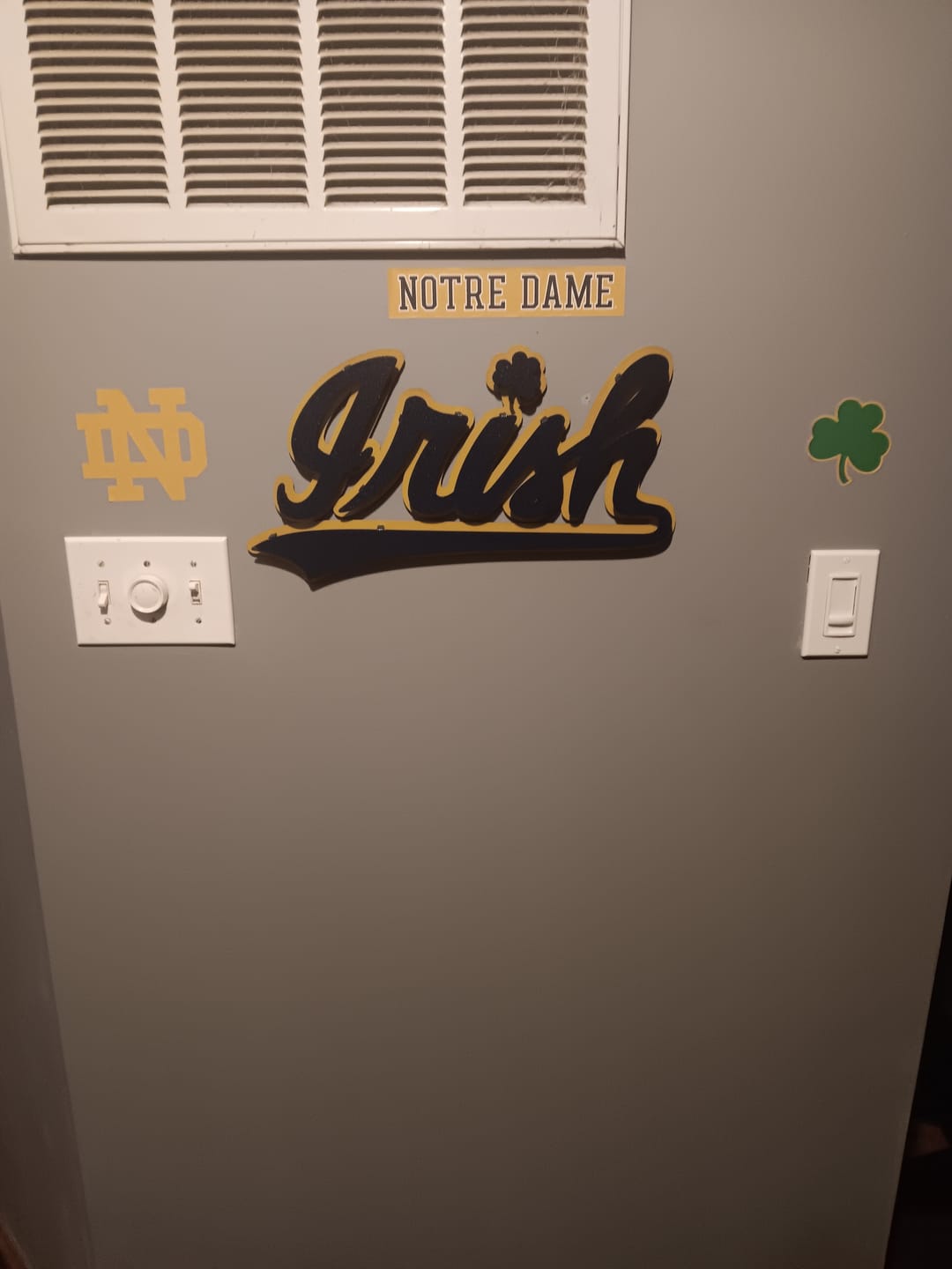 Customer photo review of Notre Dame "Irish" Script Vintage 3D Metal Wall Art