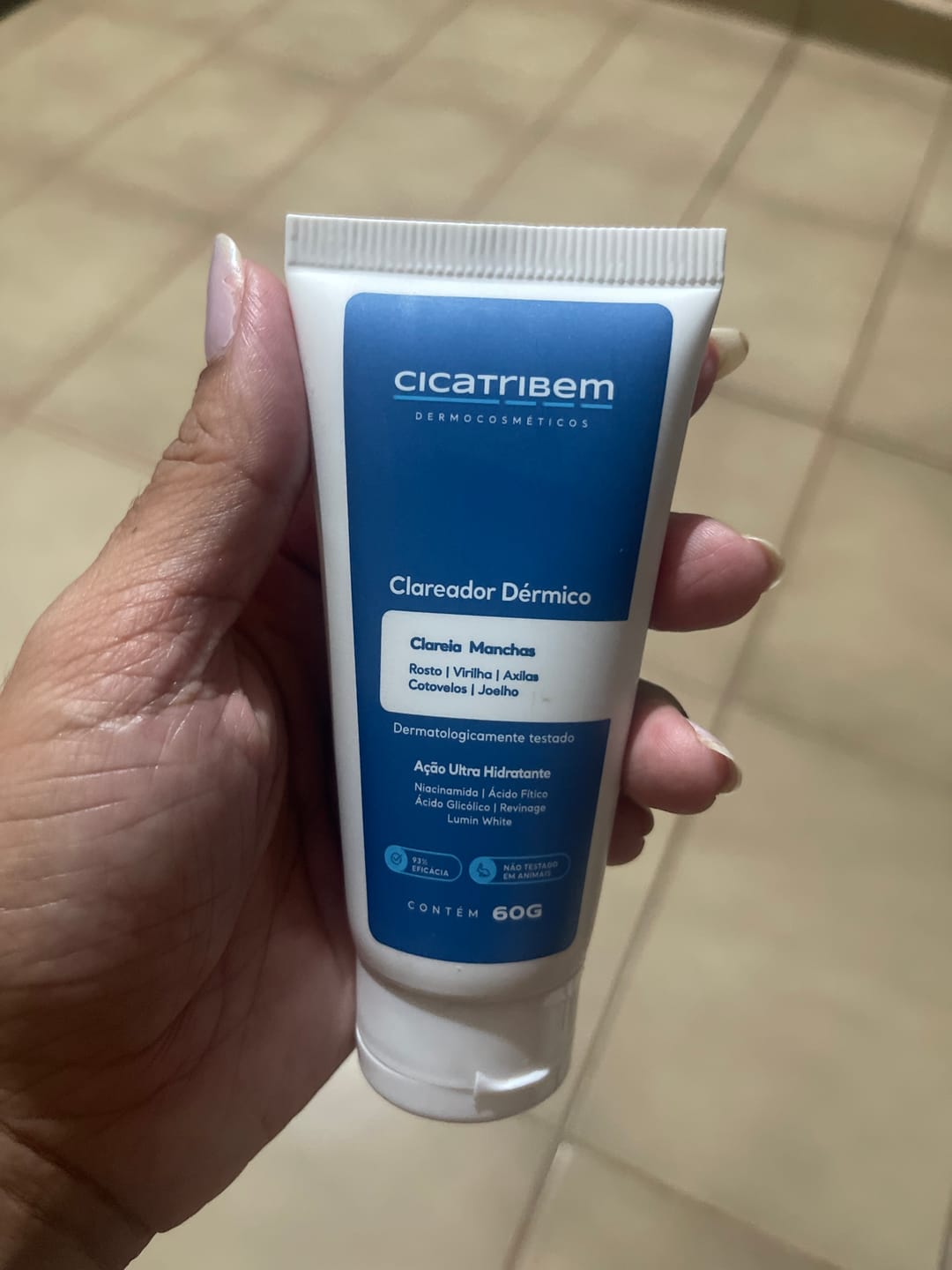 Customer photo review of Creme Clareador de Manchas – Melasma, Axilas, Virilha, Áreas Íntimas, Rosto e Corpo