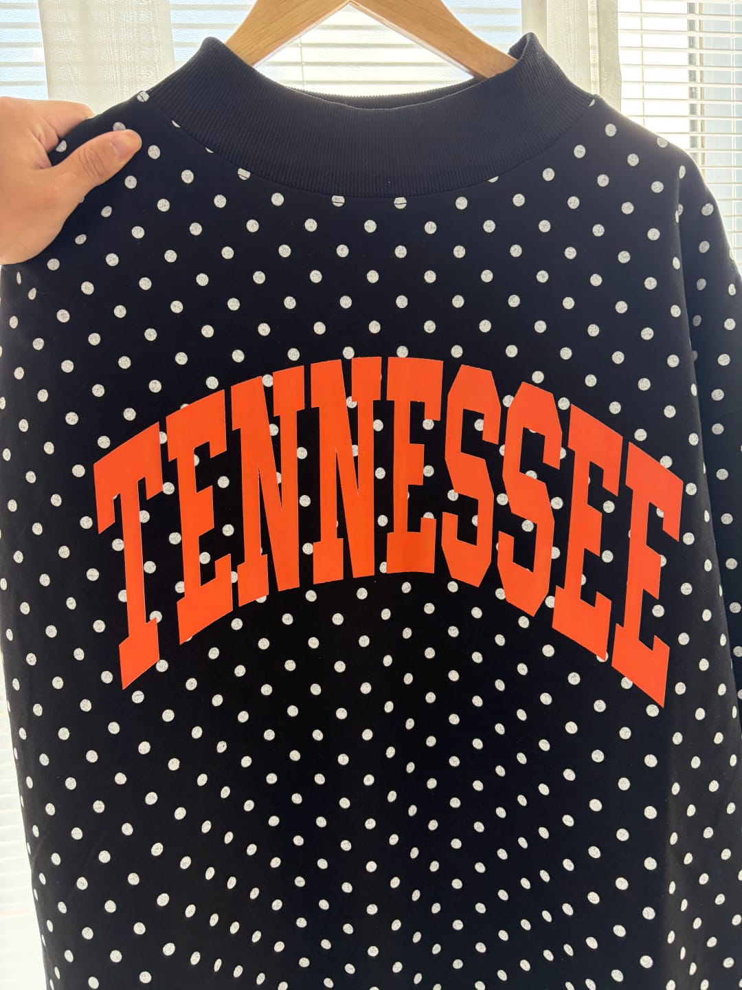 Customer photo review of Custom College Print Team Name Stand-up Collar Polka Dot Sweatshirt | Sports Gifts | Game Day Wear