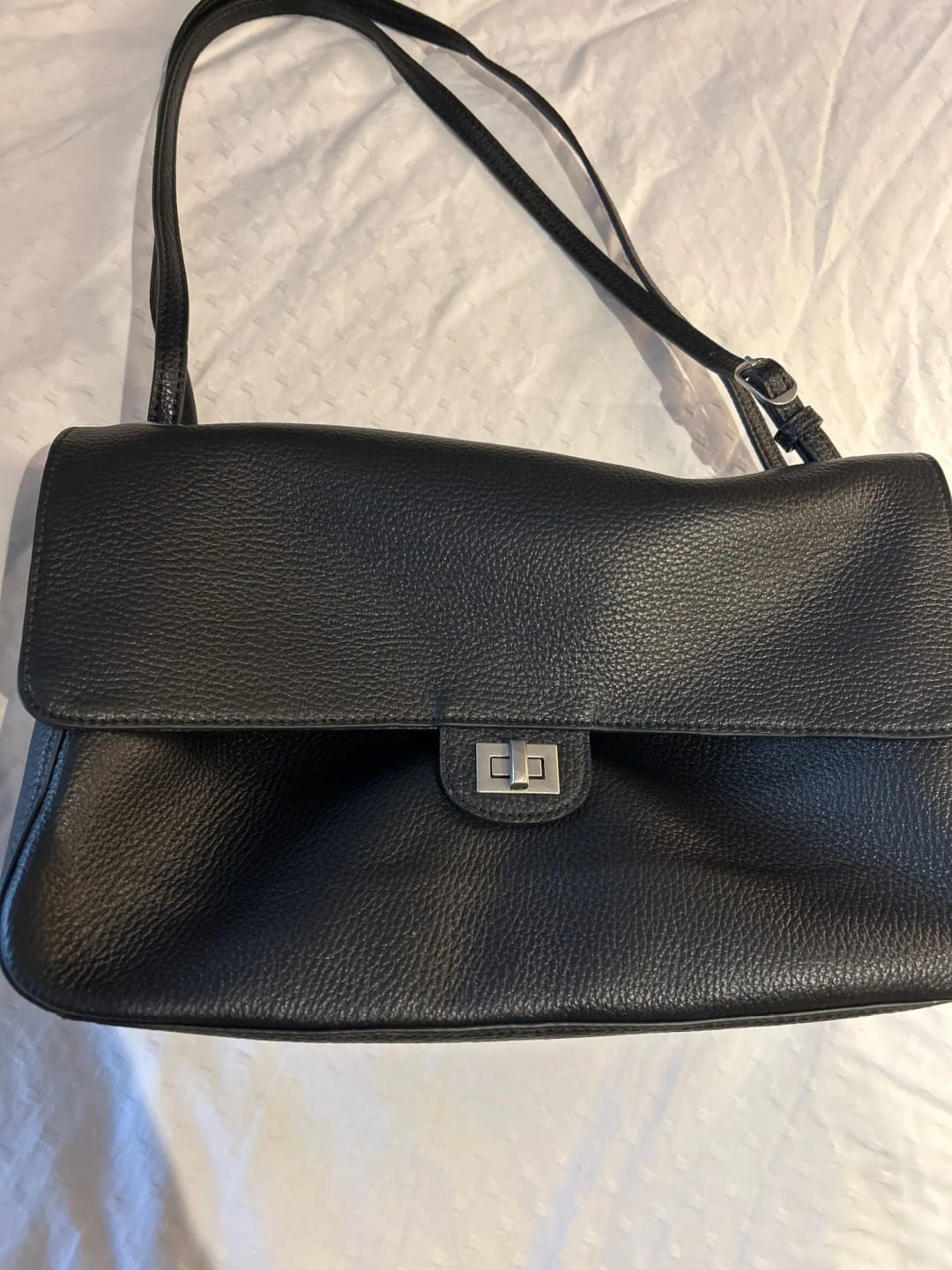 Customer photo review of Miriam Elephant Gray Cowhide Crossbody