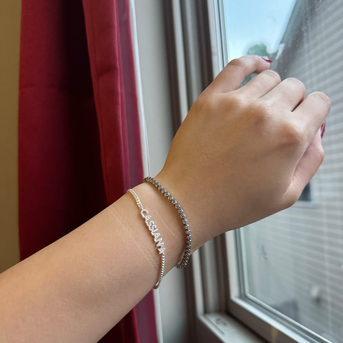 Customer photo review of Custom Crystal Name Bracelet