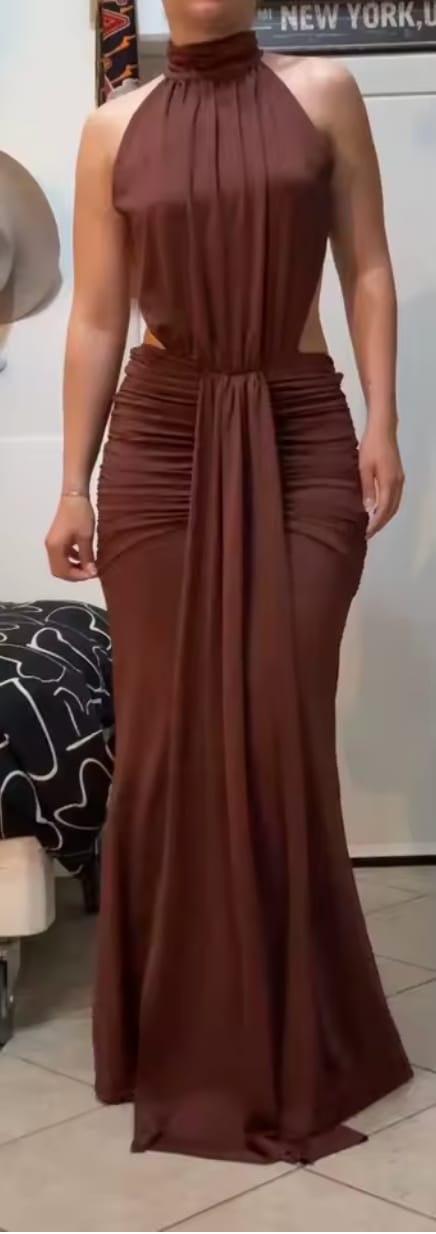 Customer photo review of Vestido Tubo Plisado Fruncido sin Tirantes