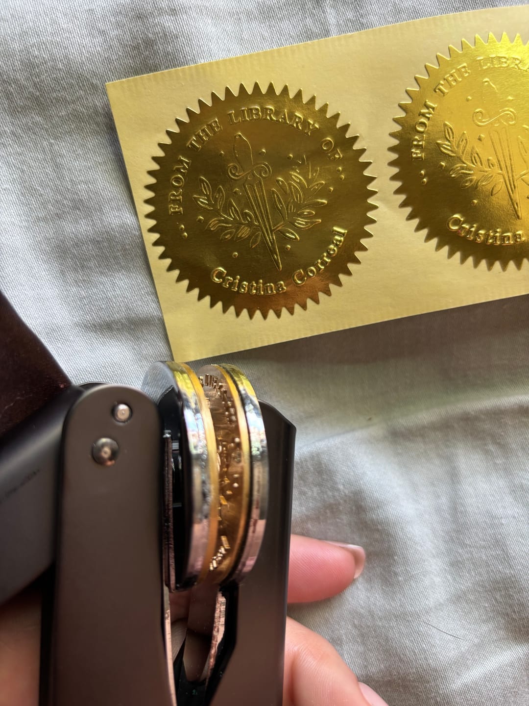 Customer photo review of Custom Book Embosser