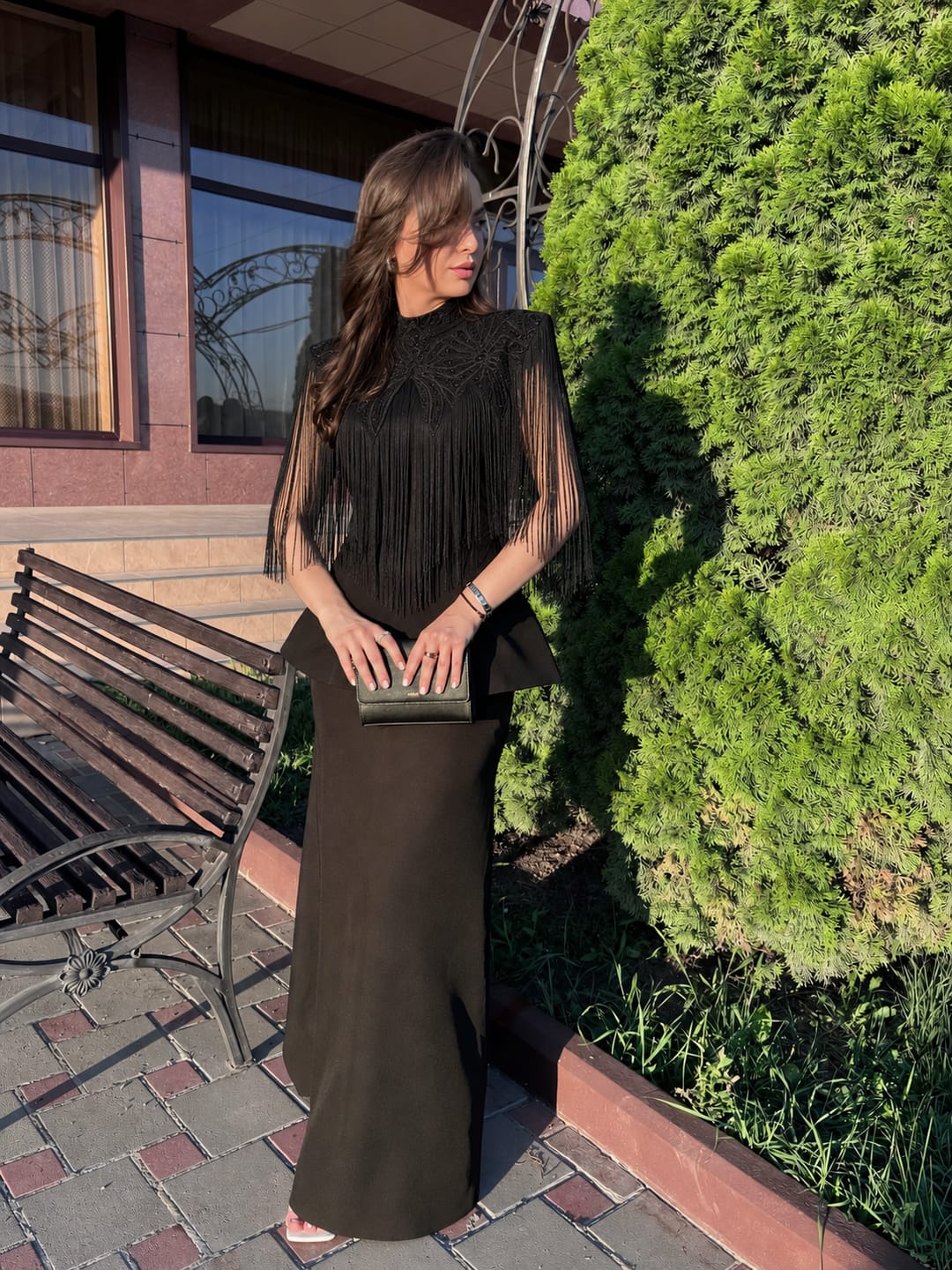 Customer photo review of Macee Fringe Cape