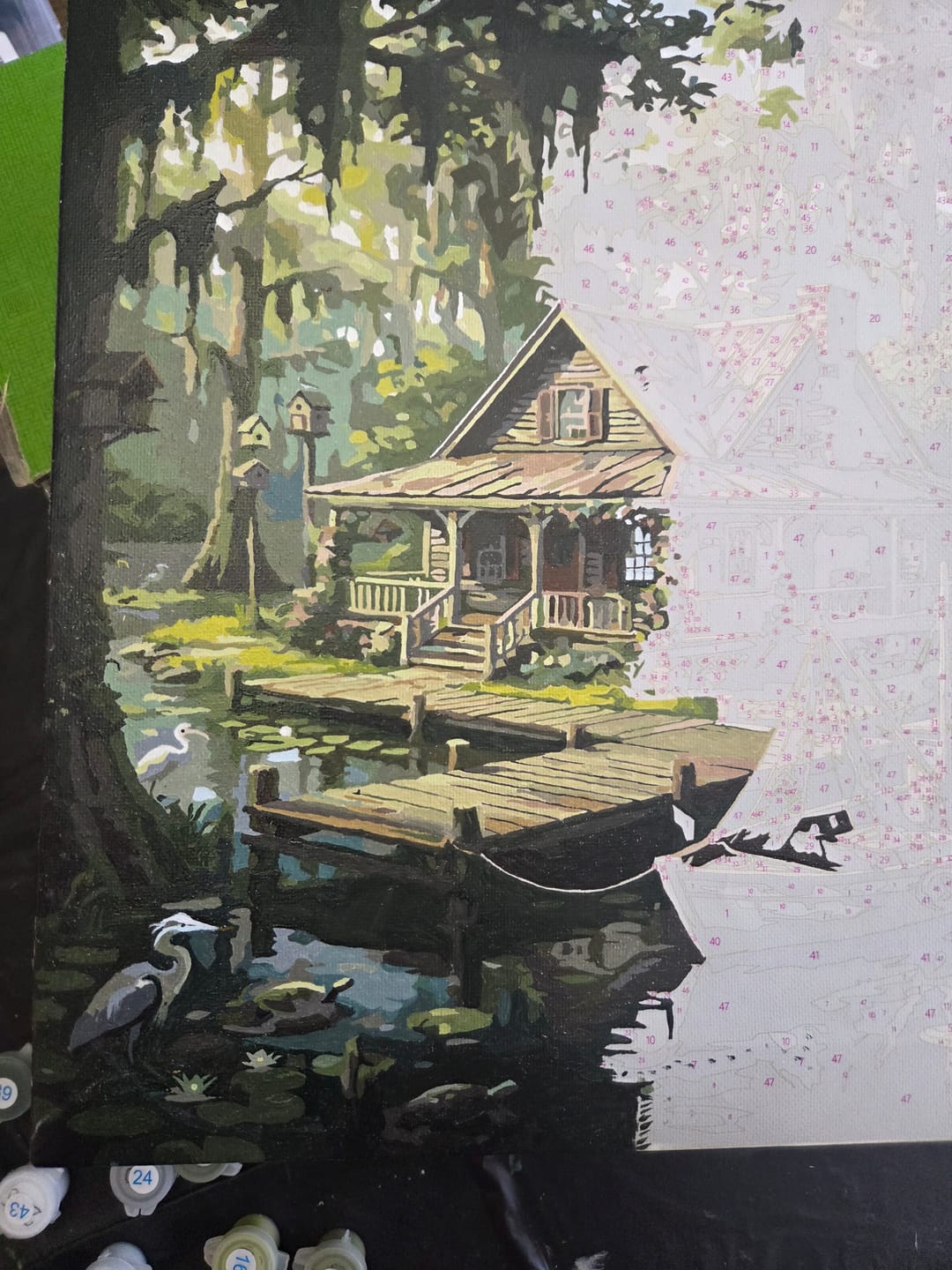 Customer photo review of Bayou Dockside Cabin (Paint by Numbers)