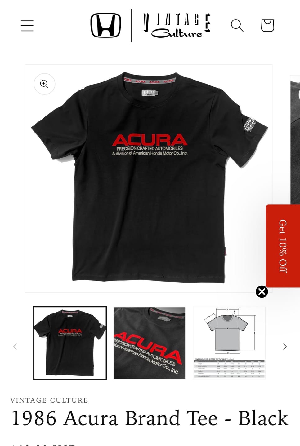 Customer photo review of 1986 Acura Brand Tee - Black