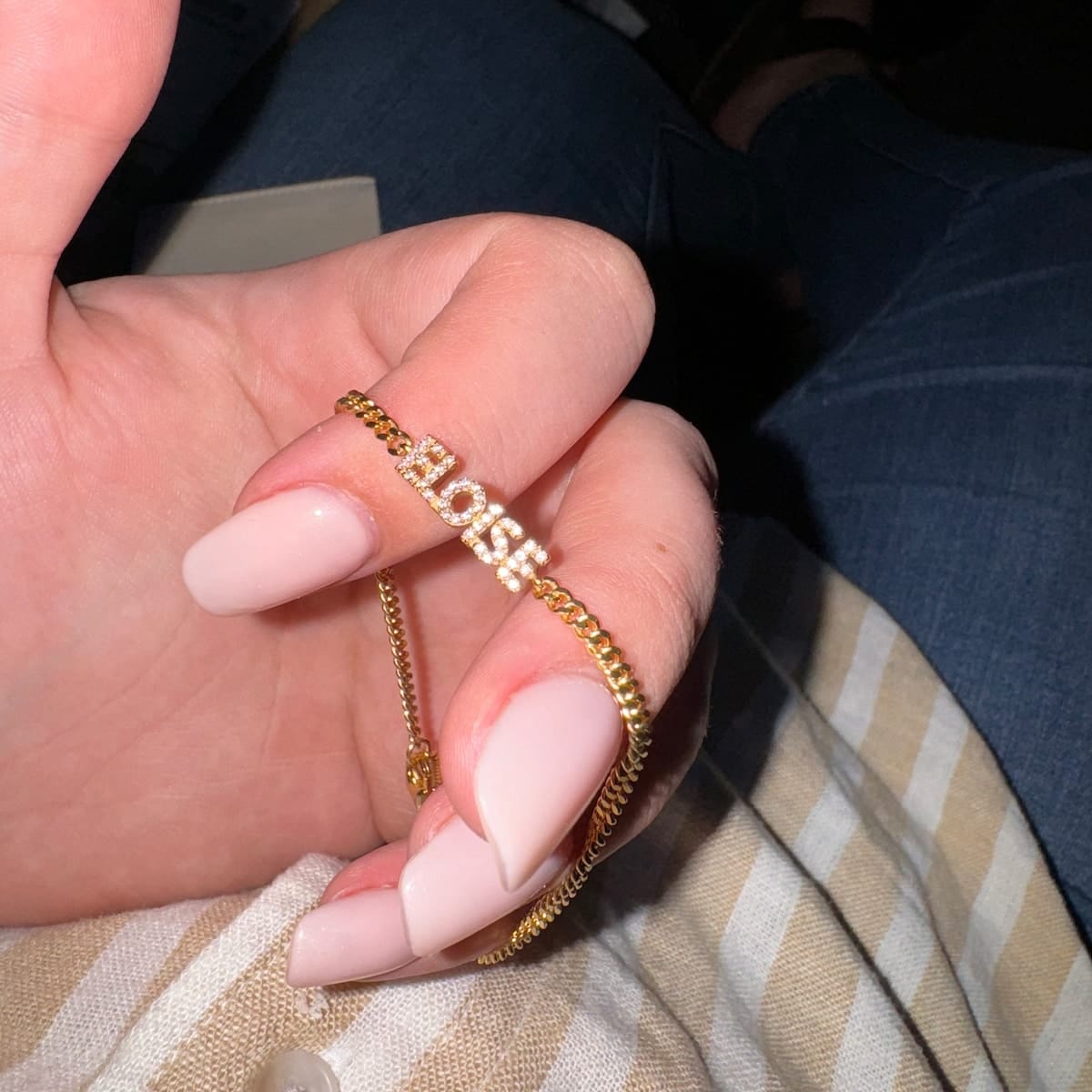Customer photo review of Custom Crystal Name Bracelet
