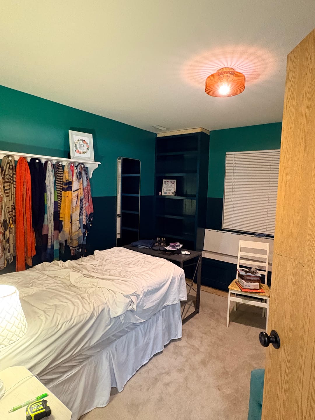 Customer photo review of 1-Light Caramel Amber Ribbed Glass Round Semi Flush Mount