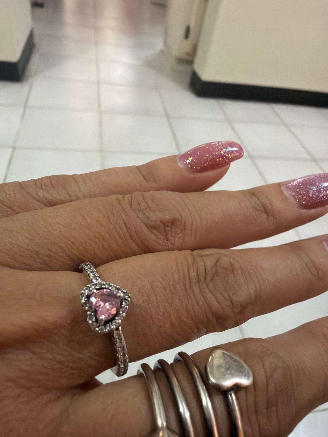 Customer photo review of ANILLO PROMESA CORAZON ELEVADO PLATEADO ROSA PLATA .925 + KIT DE REGALO