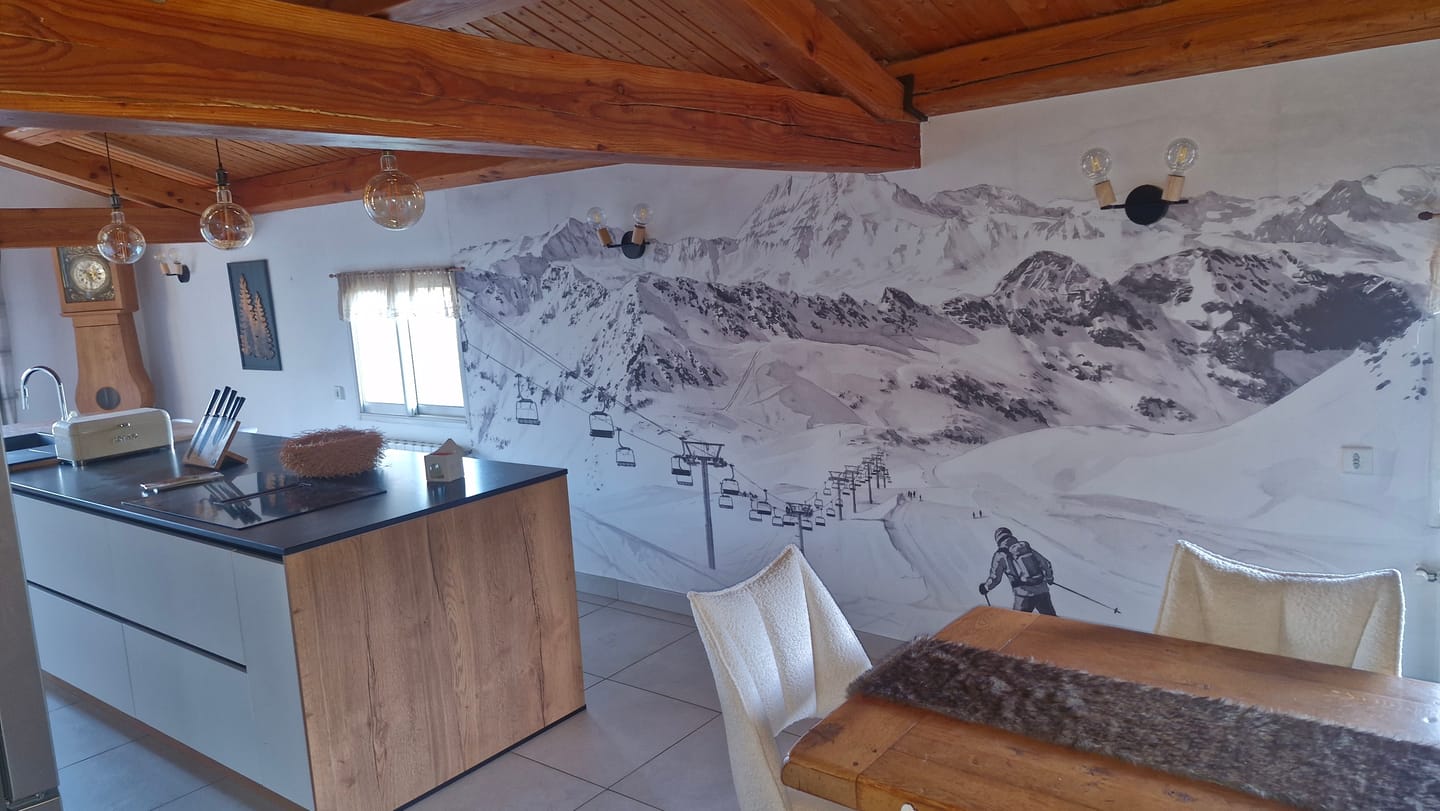 Customer photo review of Papier peint montagne ski Savoie - Fresques enneigées Val Isère