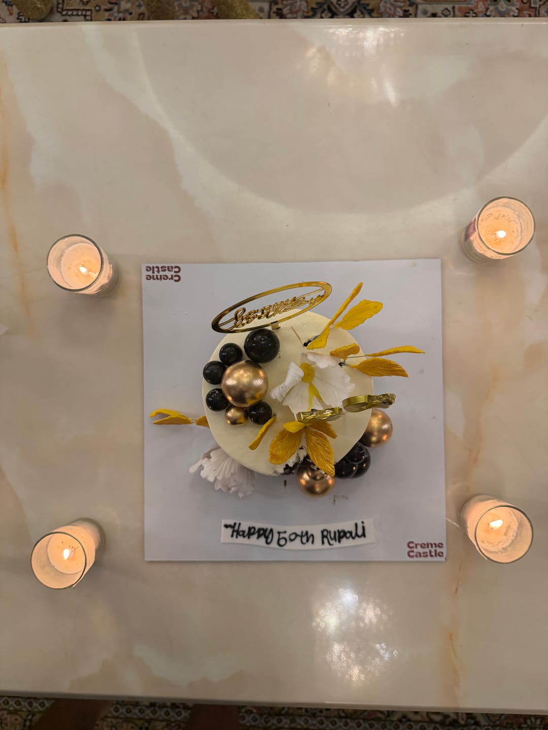 Customer photo review of Black Gold Floral Cake