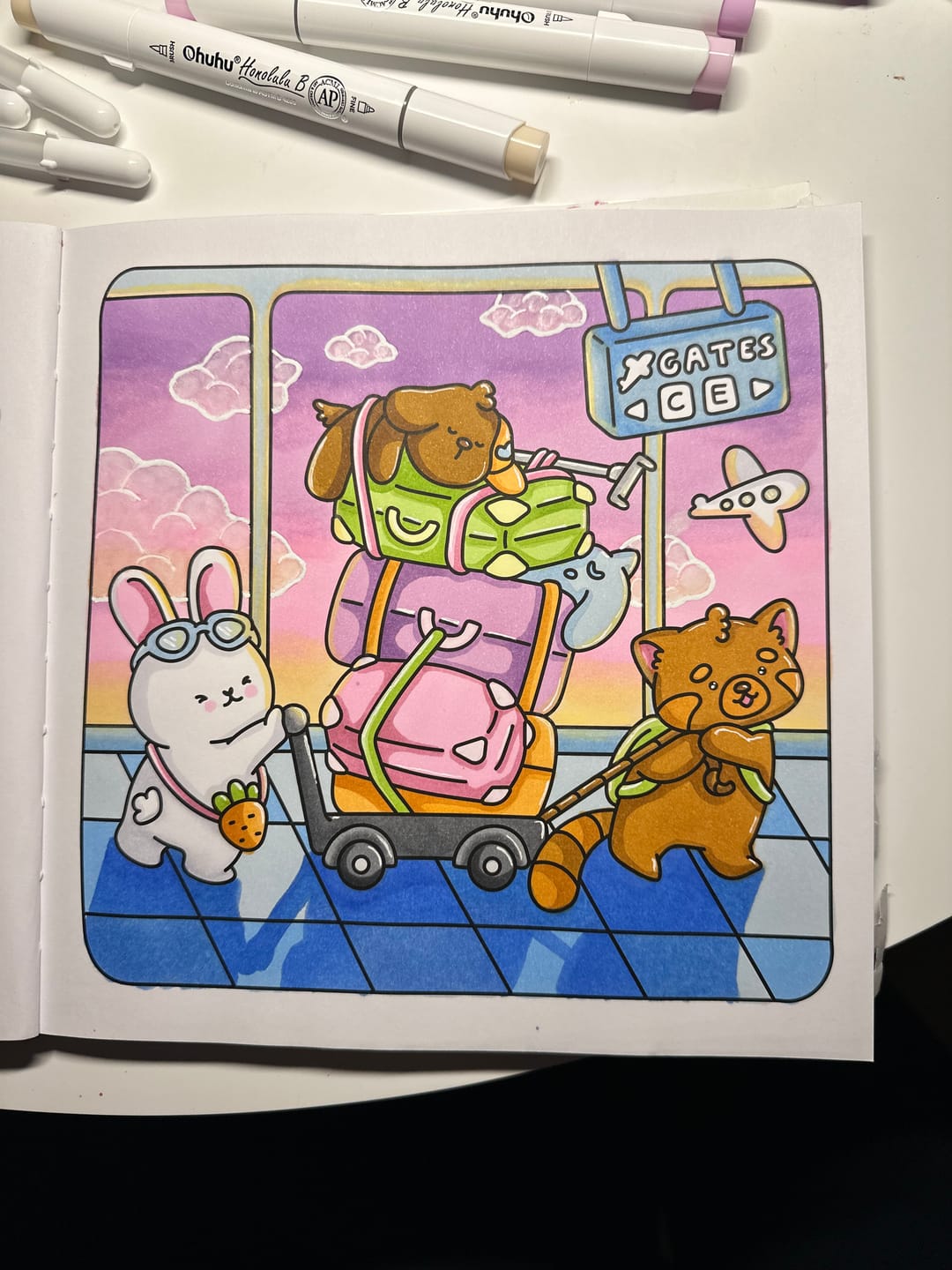 Customer photo review of Ohuhu Honolulu 96 Pastel Colors Alcohol Art Markers - Sweetness & Blossoming (New Color Codes)