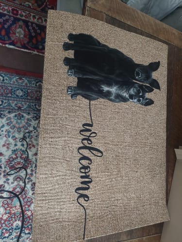 Customer photo review of Welcome with Pet Portrait - Personalised Doormat