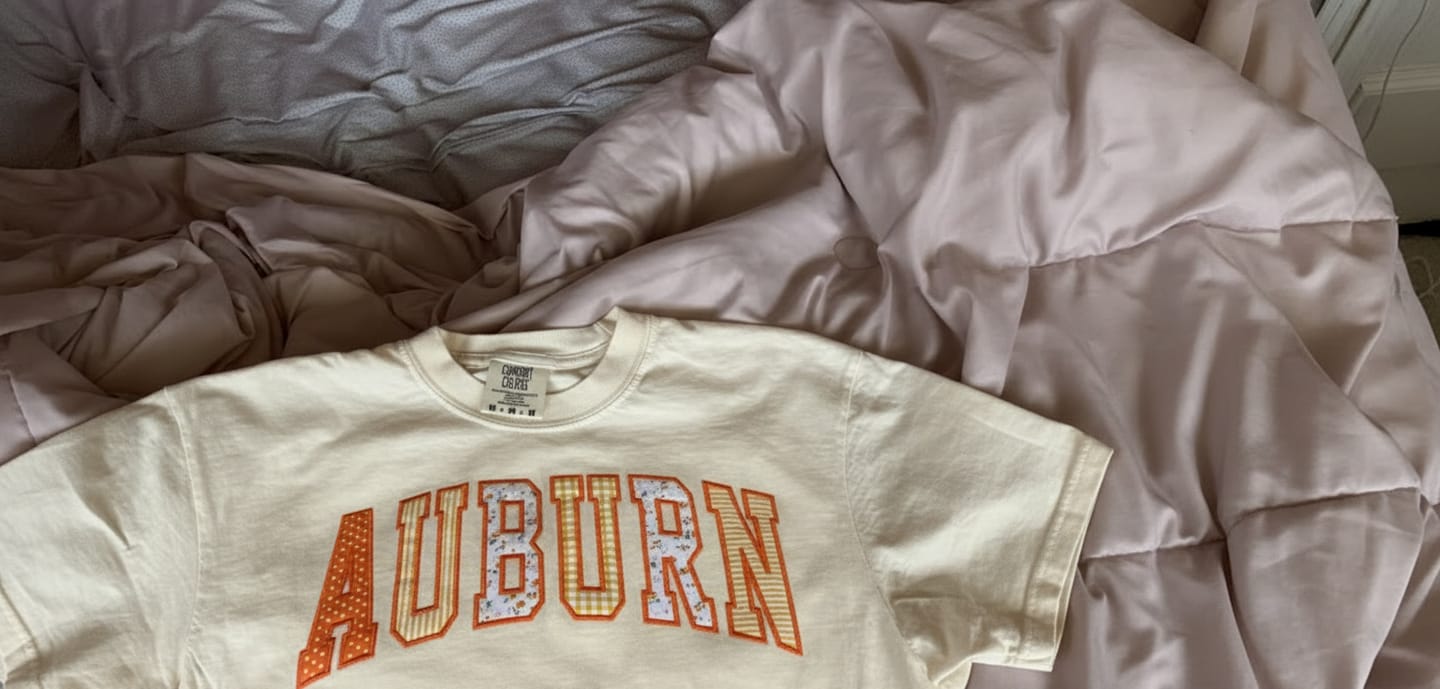 Customer photo review of Custom Patchwork Fabric Embroidered Sweatshirt Team and School Name Applique Varsity Letters