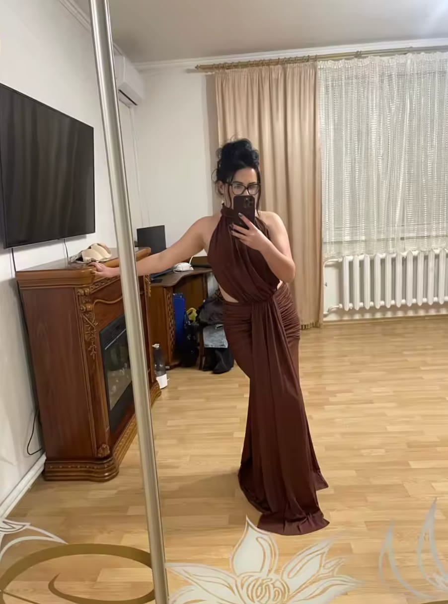 Customer photo review of Vestido Tubo Plisado Fruncido sin Tirantes