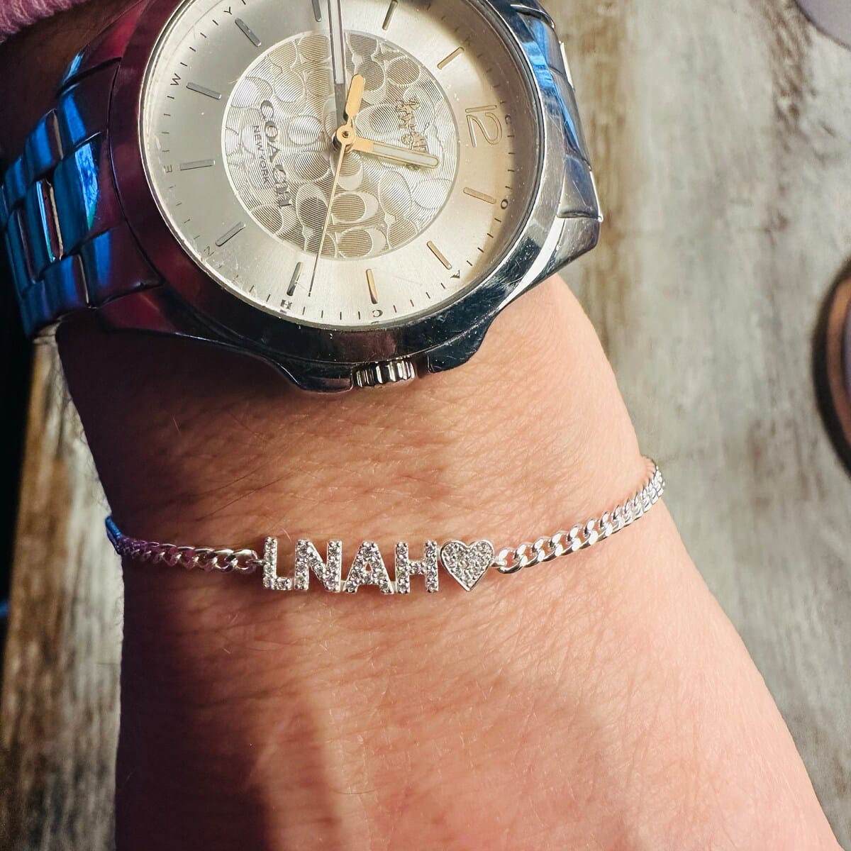 Customer photo review of Custom Crystal Name Bracelet