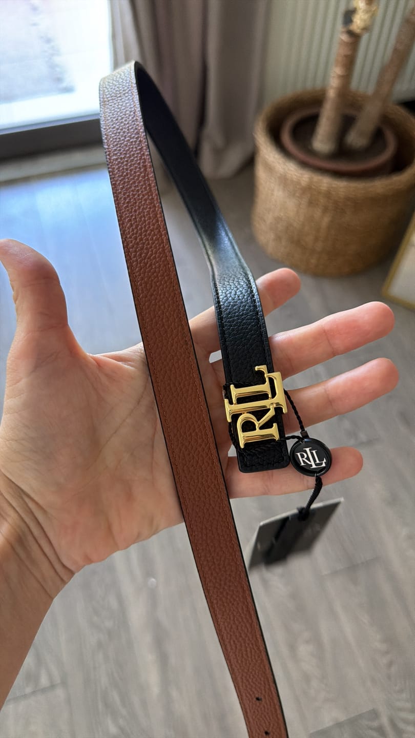 Customer photo review of Ralph Lauren Logo Reversible Leather Skinny Belt Çift Taraflı Kadın Deri Kemer (2cm) Black/ Lauren Tan