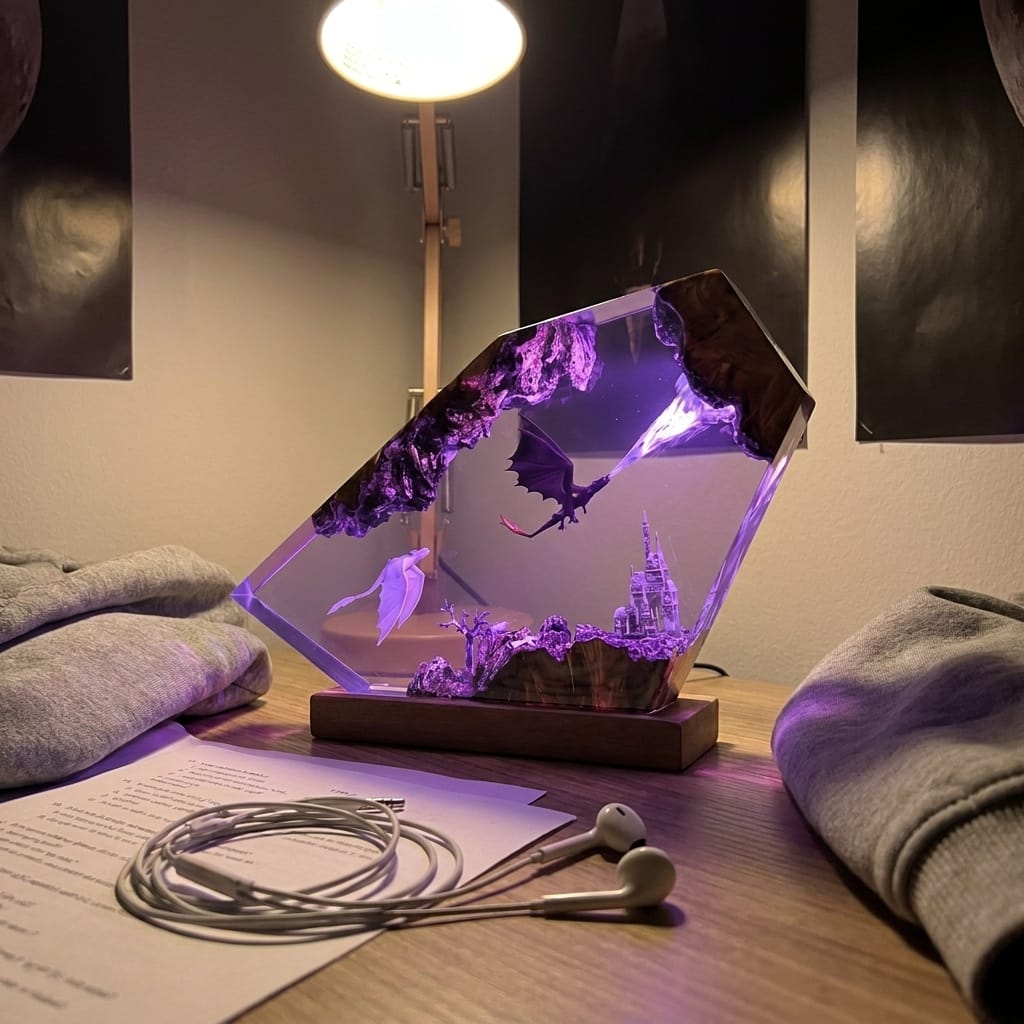 Customer photo review of Dragon Glow - El Yapımı LED Reçine Gece Lambası