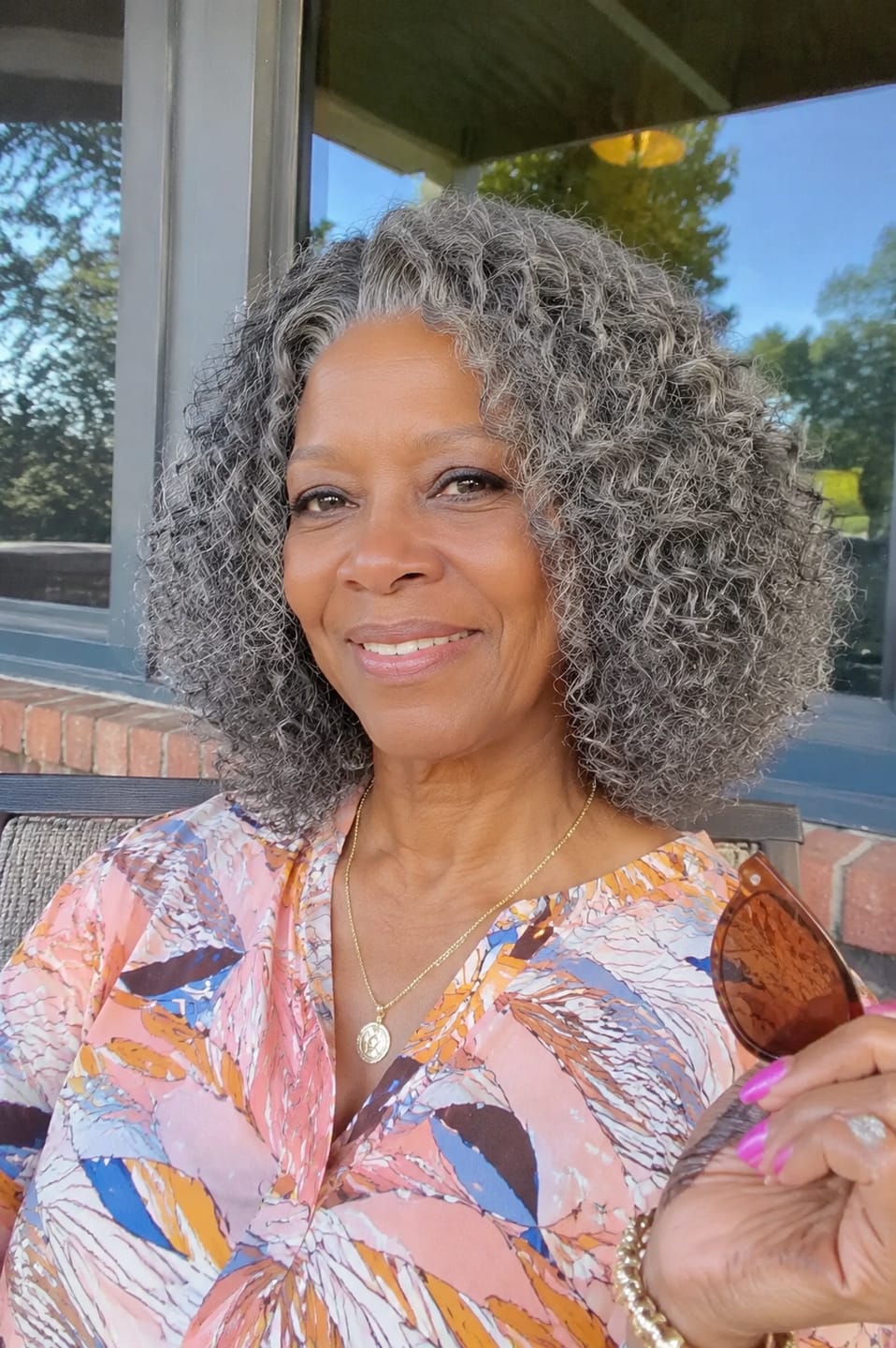 Customer photo review of Luvwin 5x5 Lace Salt and Pepper Loose Water Wave Human Hair Gray Wig For Seniors