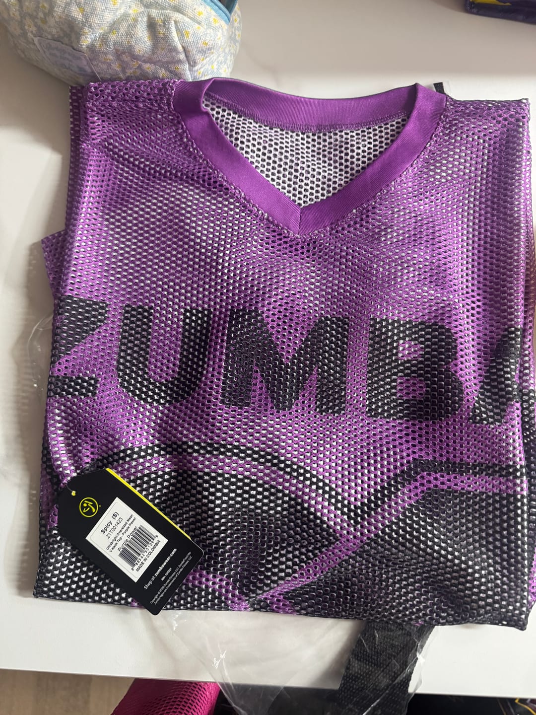 Customer photo review of Ultrabright Oversized Mesh V-Neck Top